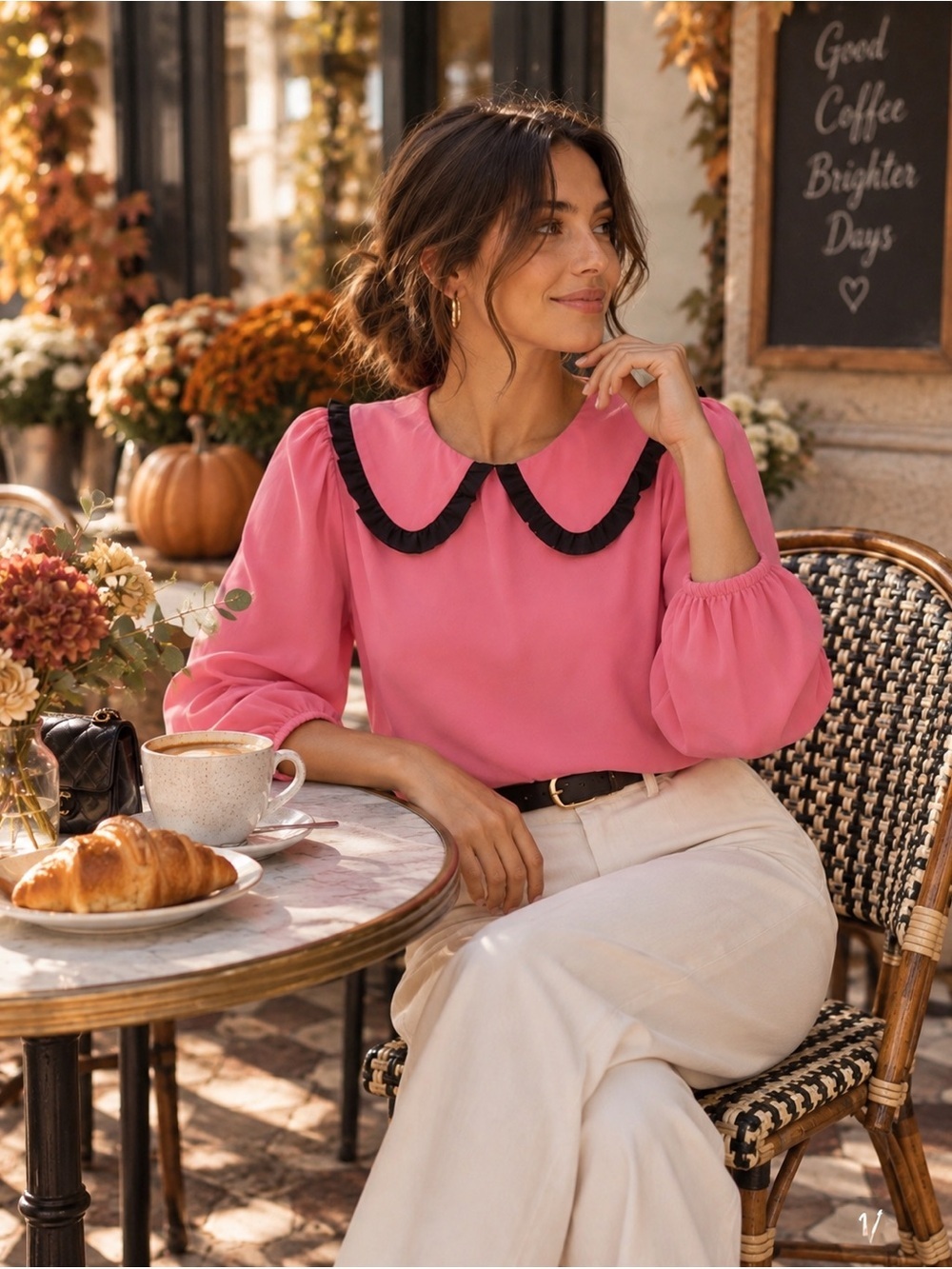 Sugar Lips Pink Peter Pan Collar Cropped Blouse I Size Xs